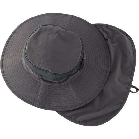 Outdoor UPF50+ Mesh Sun Hat Wide Brim Fishing Hat with Neck Flap Sun Hat for Men - Picture 4 of 7